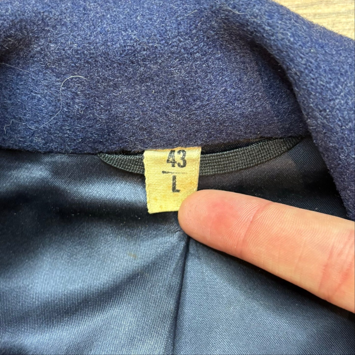 Vintage 1970s Navy Blue Wool Peacoat Men's Large Gold Buttons Double Breasted