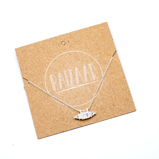 Sterling Silver Moonstone Bar Necklace 