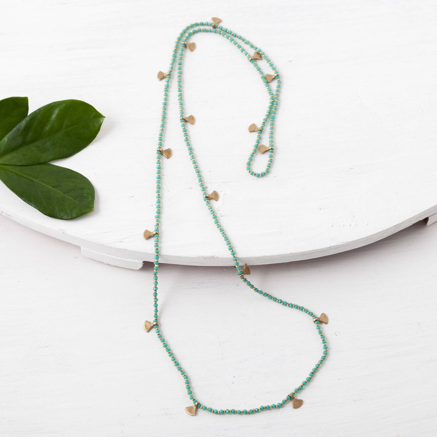 Beaded Brass Fan Necklace - Best Seller