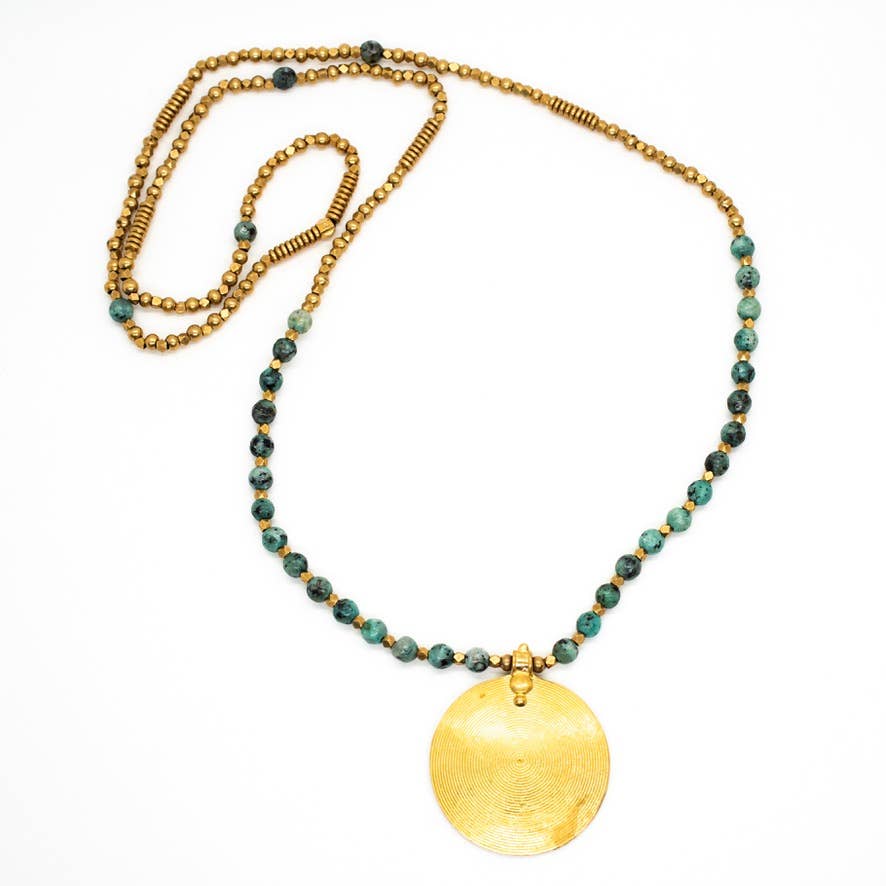 African Turquoise Medallion Necklace - MST GoodsBaizaar