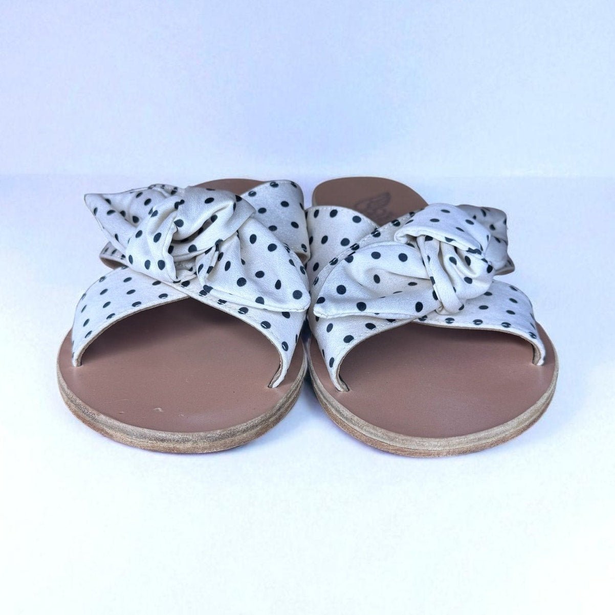 Ancient Greek Sandals Polka Dot Bow Size 39 Criss Cross Black White 8.5 - MST GoodsAncient Greek Sandals