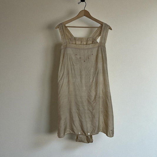 Antique Teddy Lingerie Boudoir Snap Crotch Embroidered Rosebuds Natural Dye - MST GoodsHandmade
