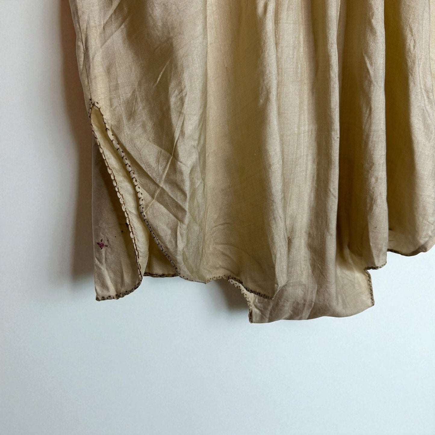 Antique Teddy Lingerie Boudoir Snap Crotch Embroidered Rosebuds Natural Dye - MST GoodsHandmade