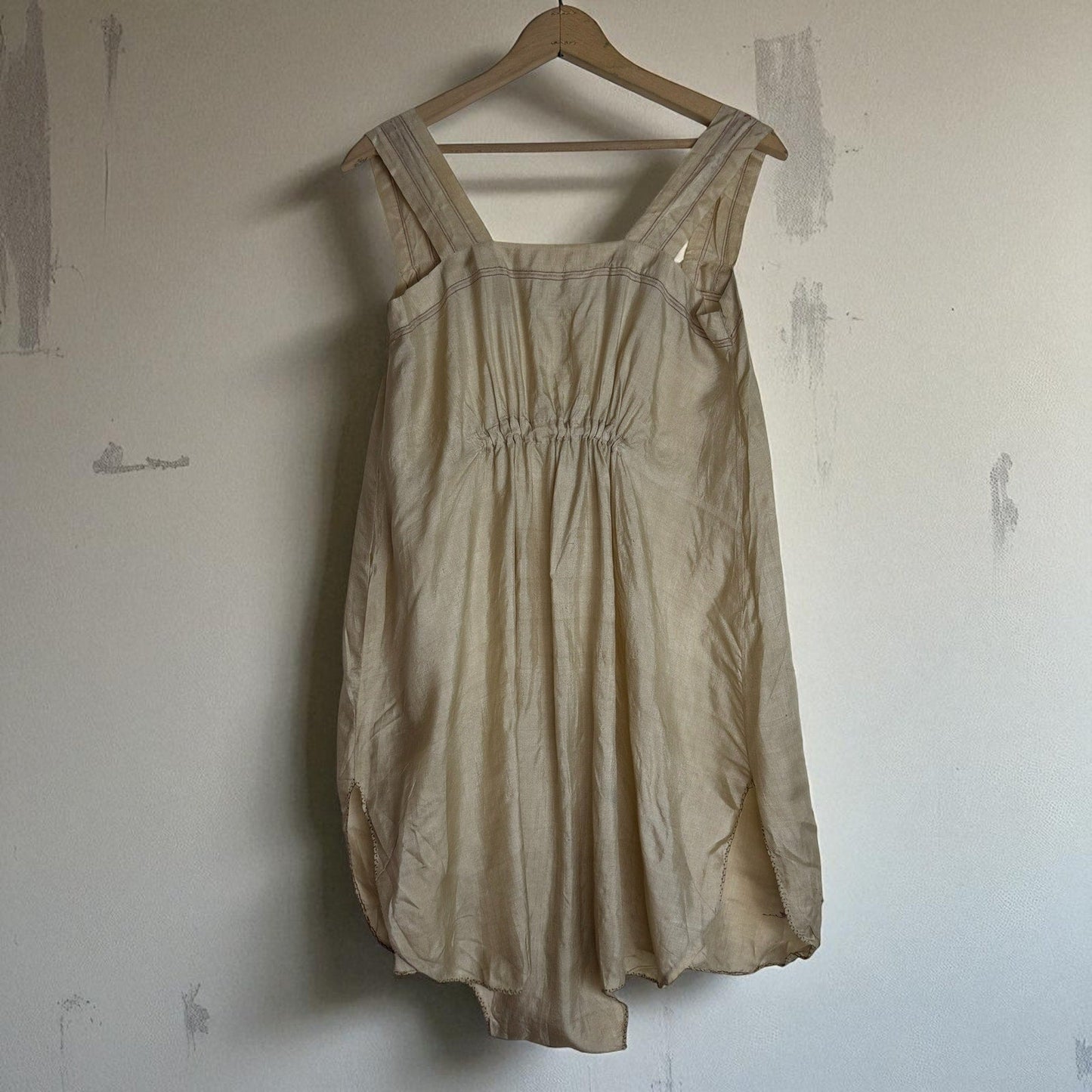 Antique Teddy Lingerie Boudoir Snap Crotch Embroidered Rosebuds Natural Dye - MST GoodsHandmade