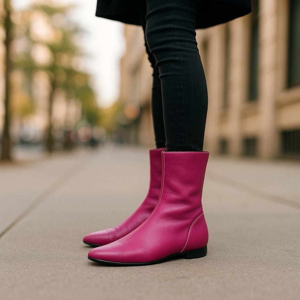 Arche Women's Leather Boots Bright Pink size 7 Sock Boots - MST GoodsArche