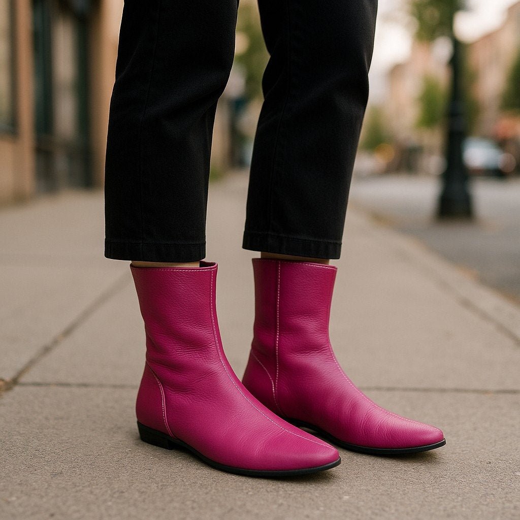 Arche Women's Leather Boots Bright Pink size 7 Sock Boots - MST GoodsArche