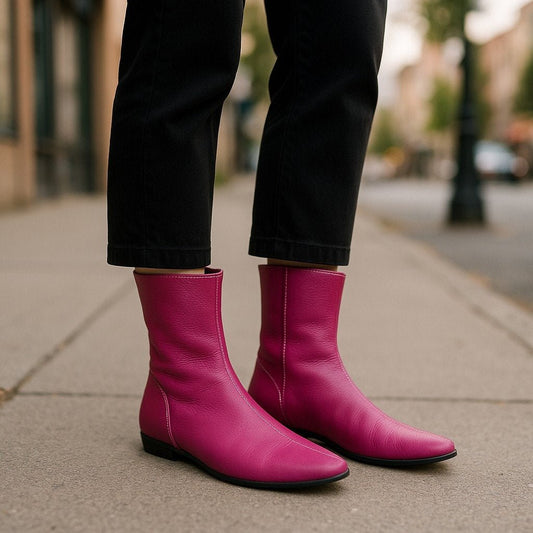 Arche Women's Leather Boots Bright Pink size 7 Sock Boots - MST GoodsArche