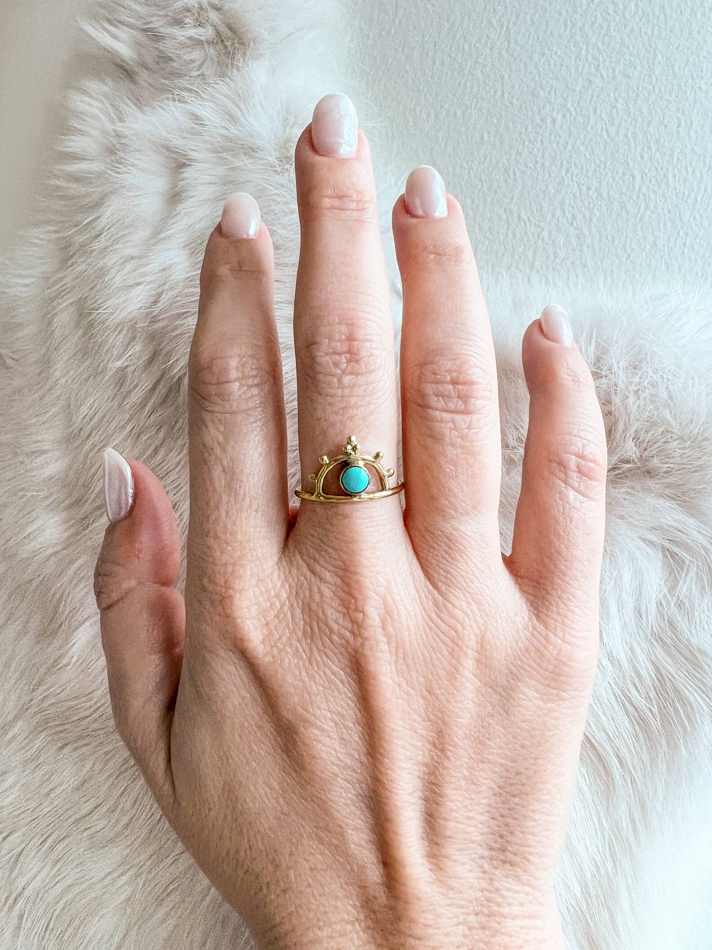 Brass Third Eye Ring with Opal Stone
