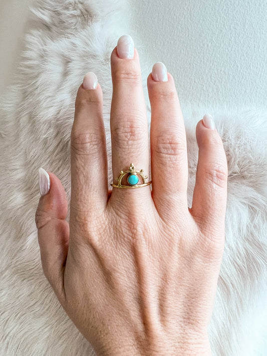 Brass Third Eye Ring with Opal Stone