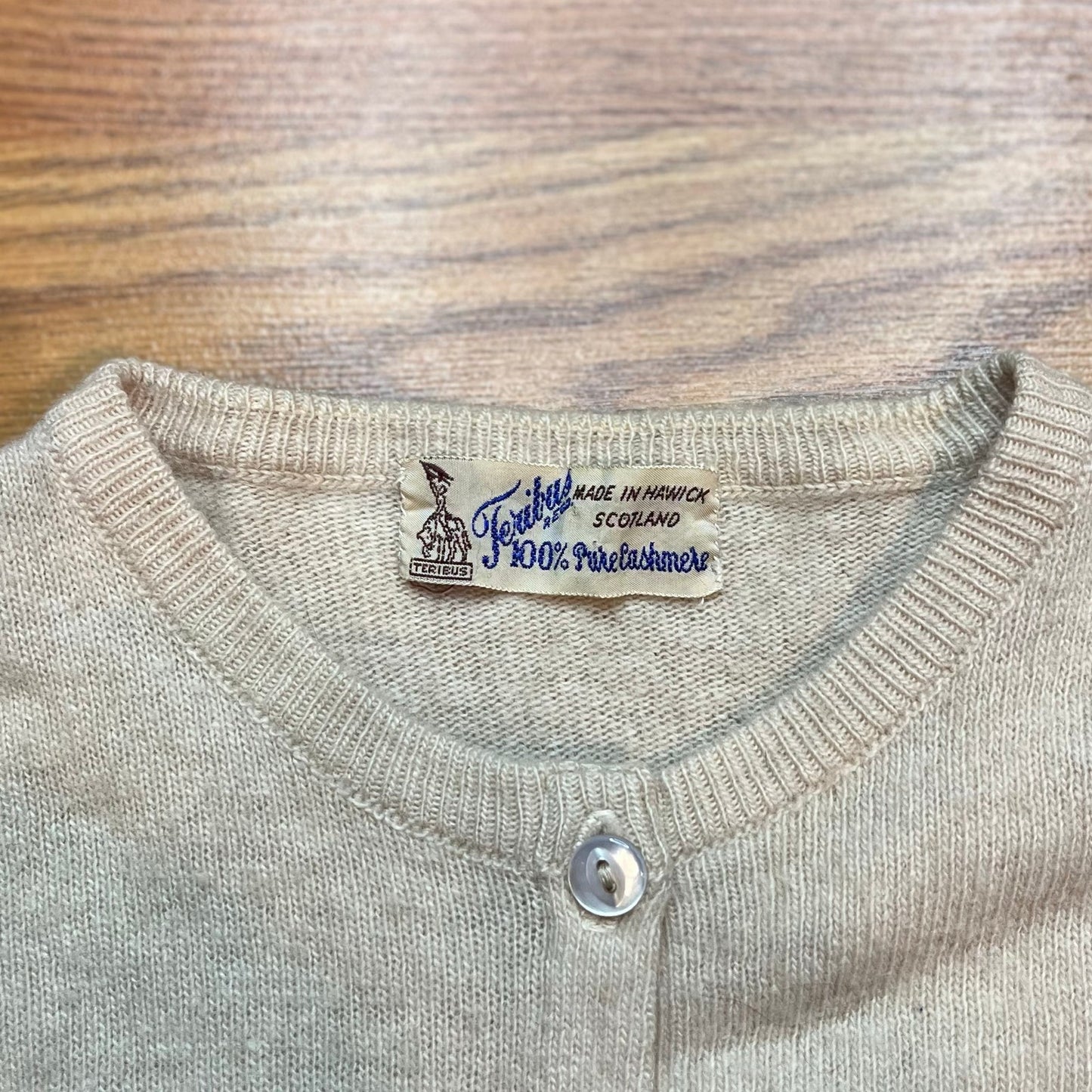 Vtg 1960s 100% Pure Cashmere Cardigan Sweater Teribus Scotland Womens S Cream