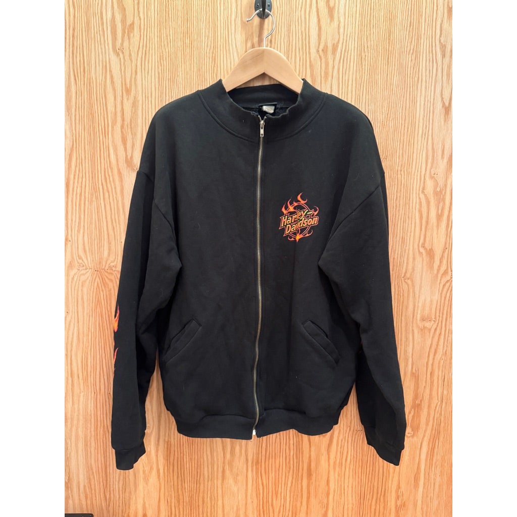 Vintage Harley Davidson Sweatshirt Made in USA Flames Junction City Kansas XL
