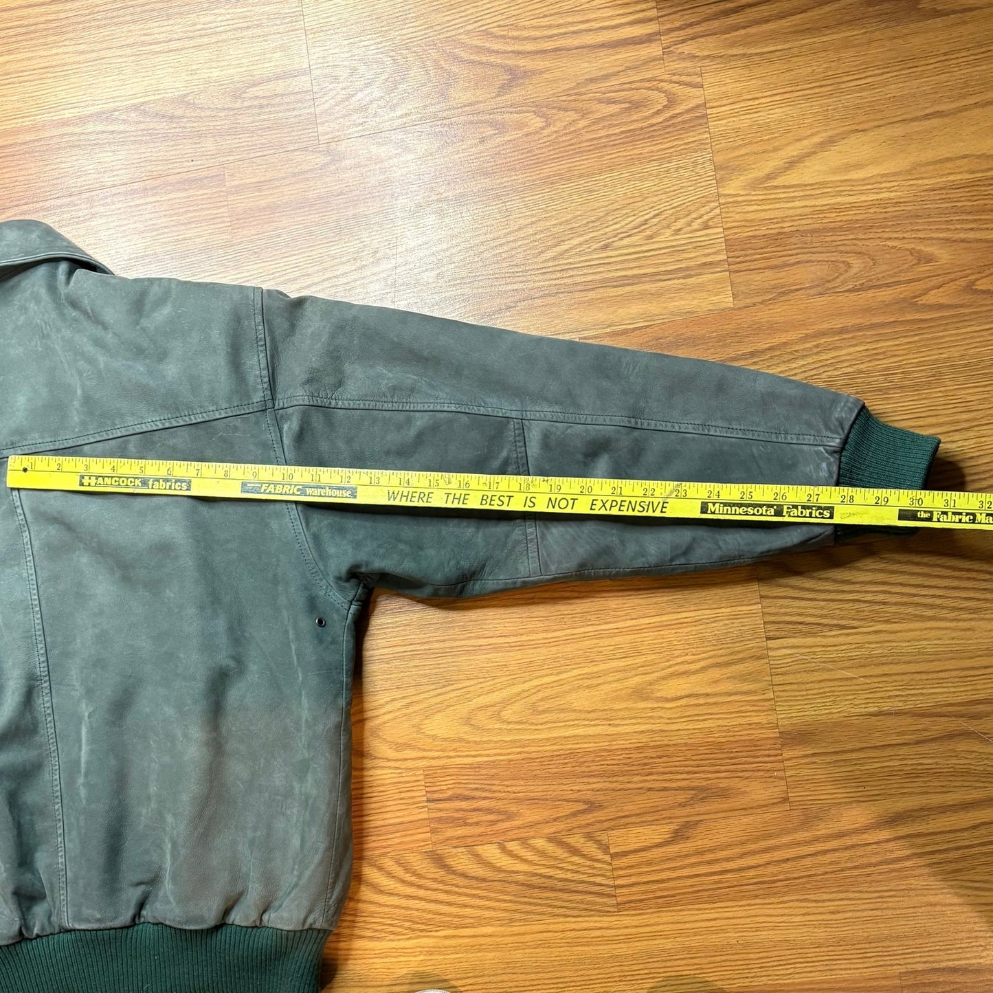 Vintage 1990s Green Leather Bomber Nubuck Lined Men's Medium
