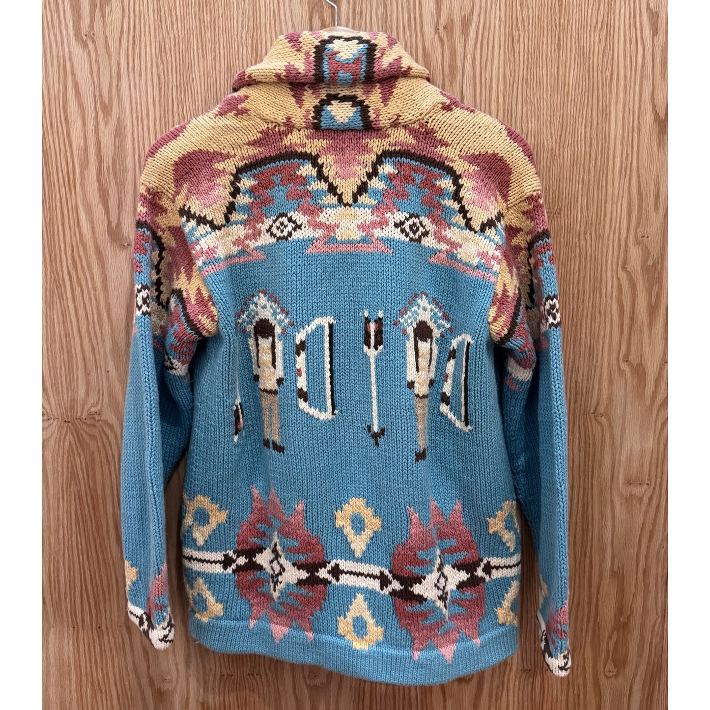 Vintage 90s Ralph Lauren Country Turquoise Southwestern Concho Cardigan Sweater