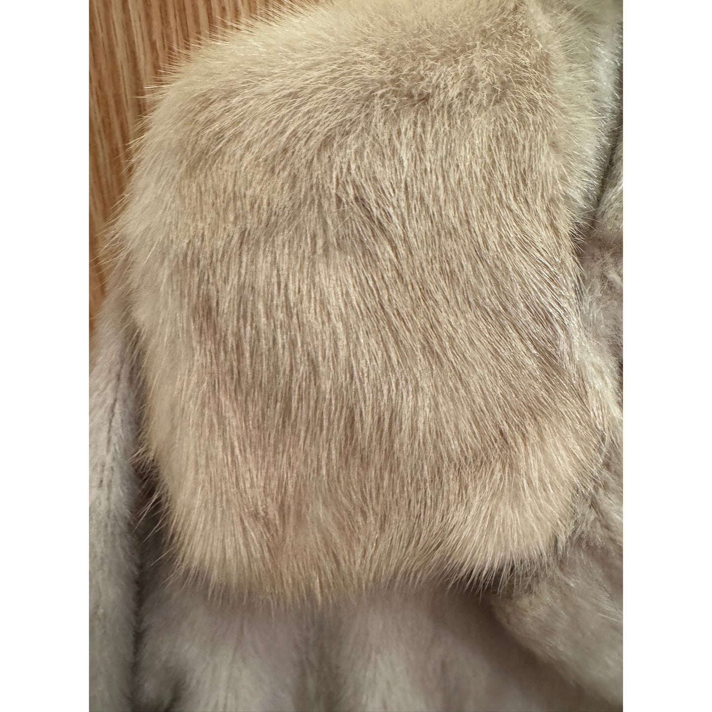 Vtg Faux Fur Fuzzy Jacket 1960s Mink Collar Tan Beige Russel Taylor L Swing
