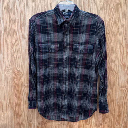 Vintage 1990s Polo by Ralph Lauren Flannel Cotton Soft Heavy M Gray Purple Men's