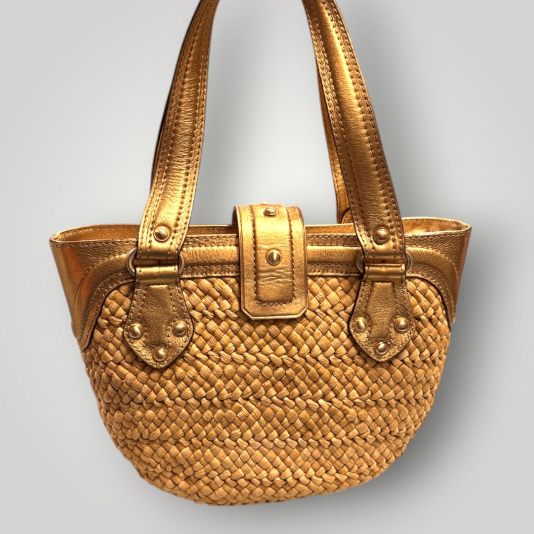 Vintage Y2k Michael Kors Santorini Raffia Leather Purses Shoulder Bags