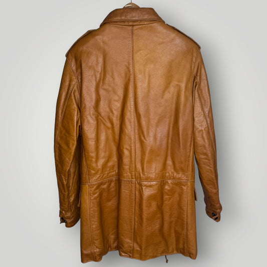 Vintage 1970s Rome Leather Jacket Utility Brown Chore Style Men's Medium