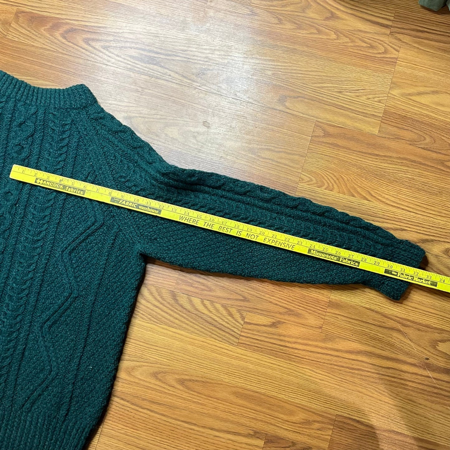Vintage Handmade Fisherman Sweater Forest Green Mens XL Heavyweight Wool