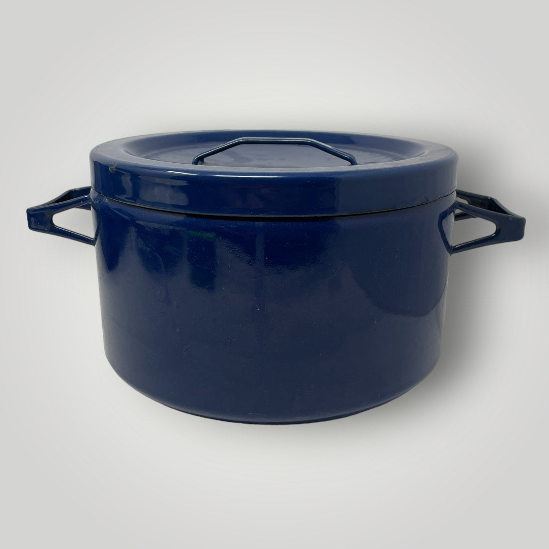 Vtg MCM Finel Arabia Enamelware Stockpot Dutch Oven Seppo Mallat Finland Blue