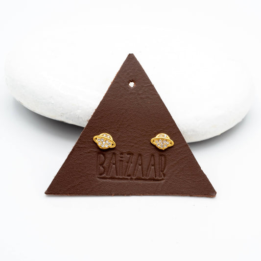 Crystal Planet Screw Back Stud - Stainless & Gold Plated
