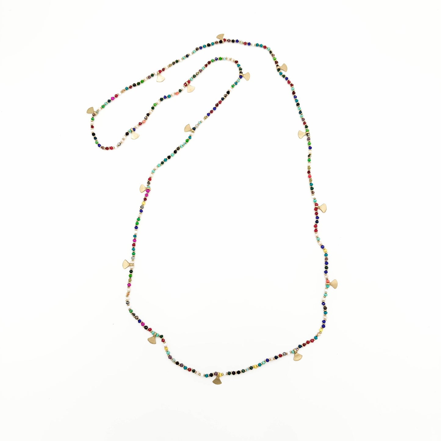 Beaded Brass Fan Necklace - Best Seller
