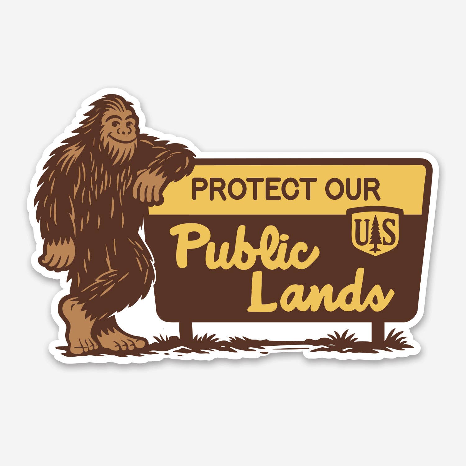 Bigfoot says Protect Our Public Lands Sticker - MST GoodsSquatchy