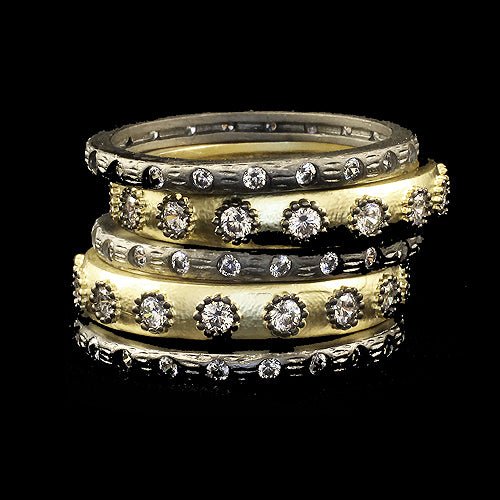 Black and Gold Stacking Rings Sz 8 - MST GoodsRingBeJe Jewelry
