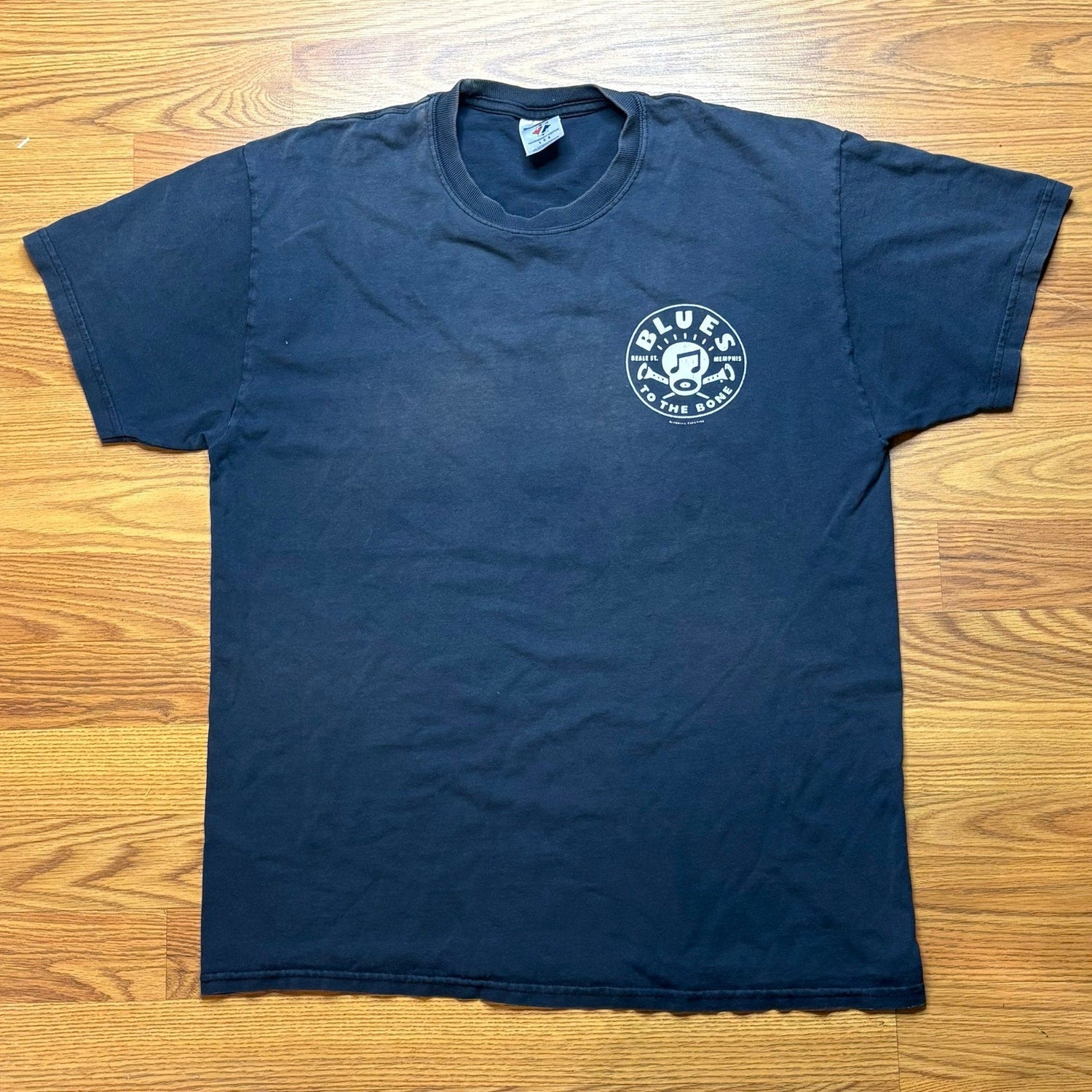 Blues To The Bone Memphis Beale St Graphic T Shirt Mens Large Double Sided Music Tee - MST GoodsJerzees Heavyweight Cotton