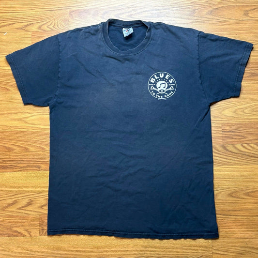 Blues To The Bone Memphis Beale St Graphic T Shirt Mens Large Double Sided Music Tee - MST GoodsJerzees Heavyweight Cotton
