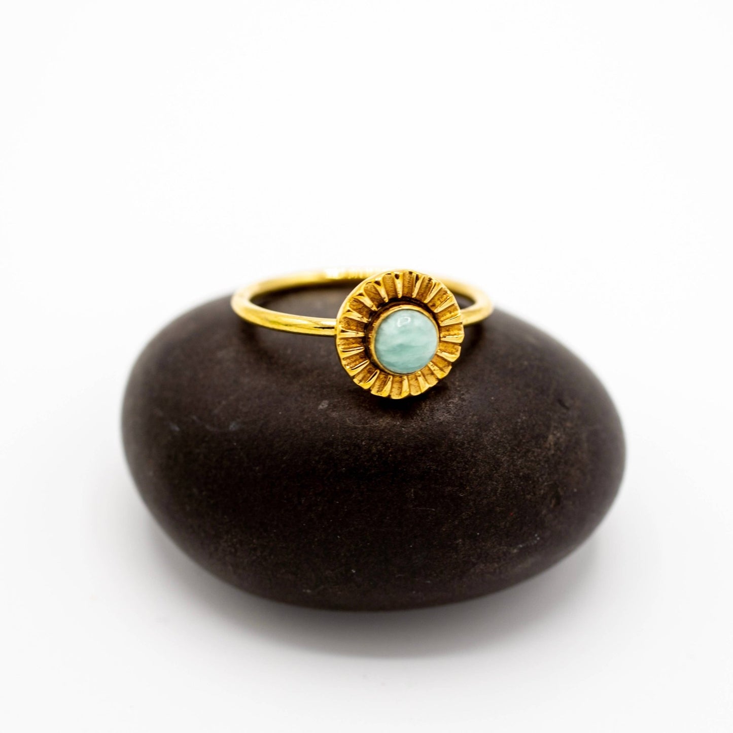 Brass Amazonite Flower Ring - MST GoodsBaizaar