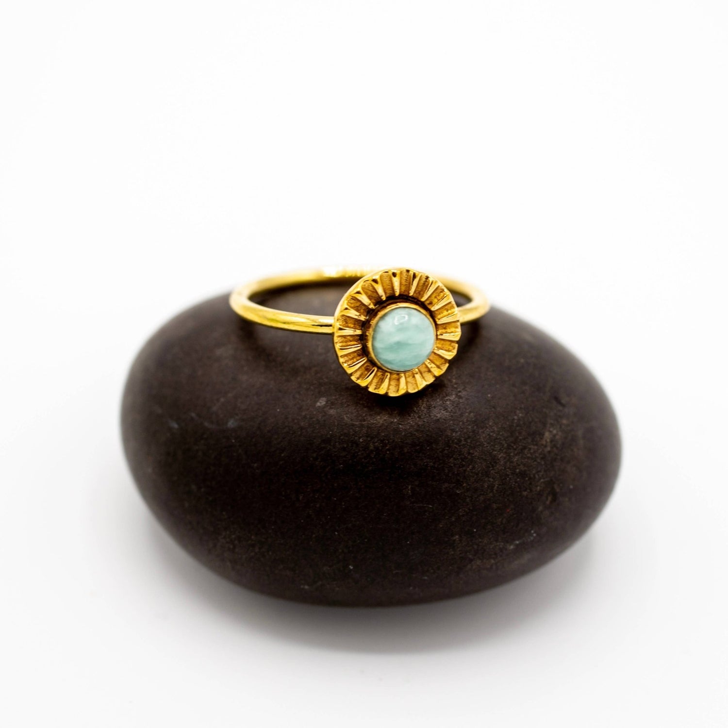 Brass Amazonite Flower Ring - MST GoodsBaizaar