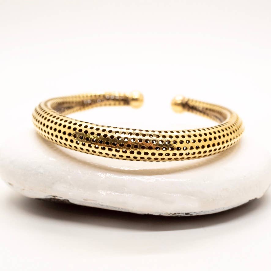 Brass Chunky Spotted Cuff Bracelet - MST GoodsBaizaar