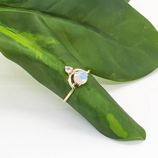Brass Cradled Moonstone Ring - MST GoodsRingBaizaar
