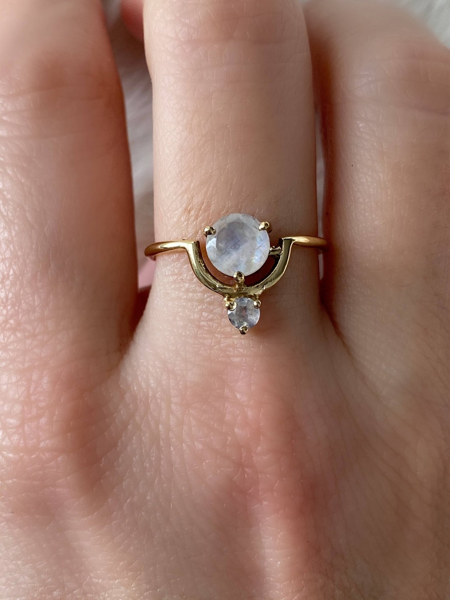 Brass Cradled Moonstone Ring - MST GoodsRingBaizaar
