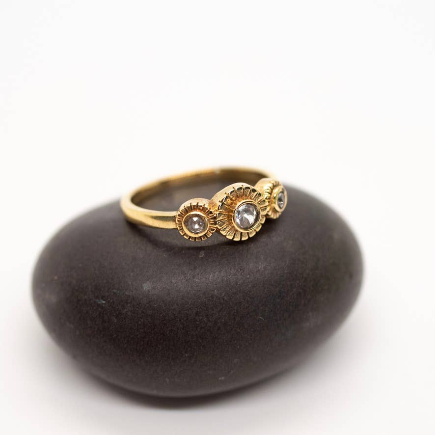 Brass Crystal Blossom Ring - MST GoodsRingBaizaar