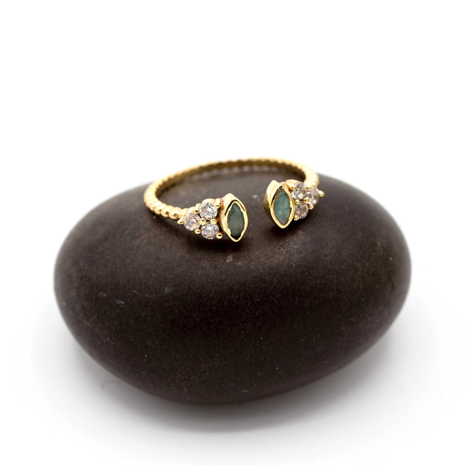Brass Labradorite and Zircon Dainty Ring  - MST GoodsBaizaar