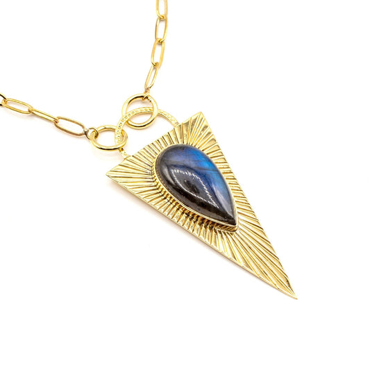 Brass Labradorite Medallion Necklace - MST GoodsBaizaar