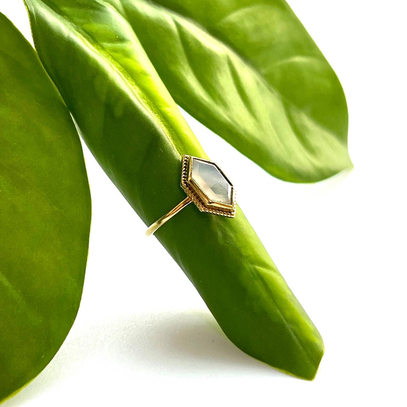 Brass Moonstone Solitaire Ring - MST GoodsRingBaizaar