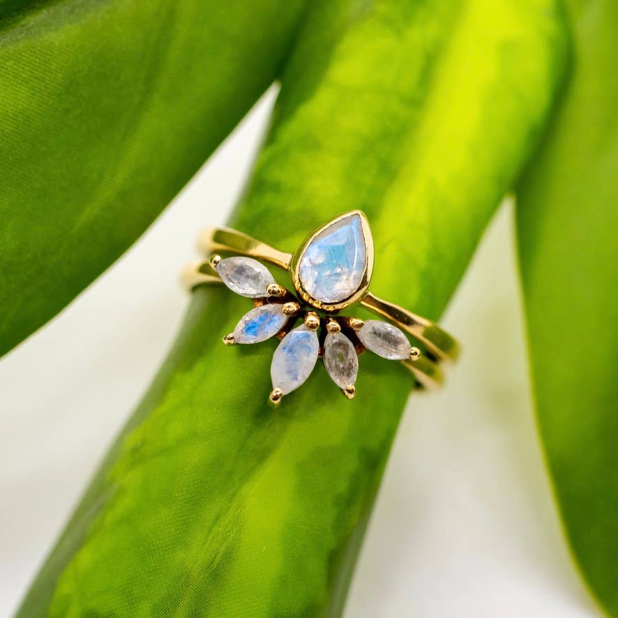 Brass Nesting Moonstone Ring Set - MST GoodsRingBaizaar