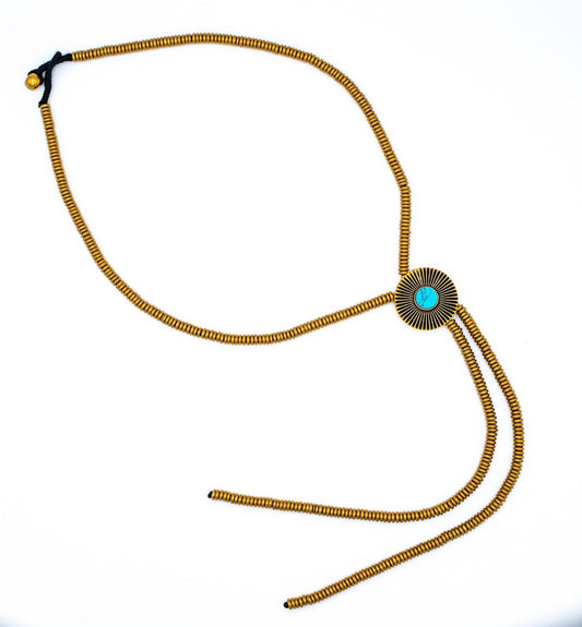 Brass Turquoise Sunburst Bolo Necklace - MST GoodsBaizaar