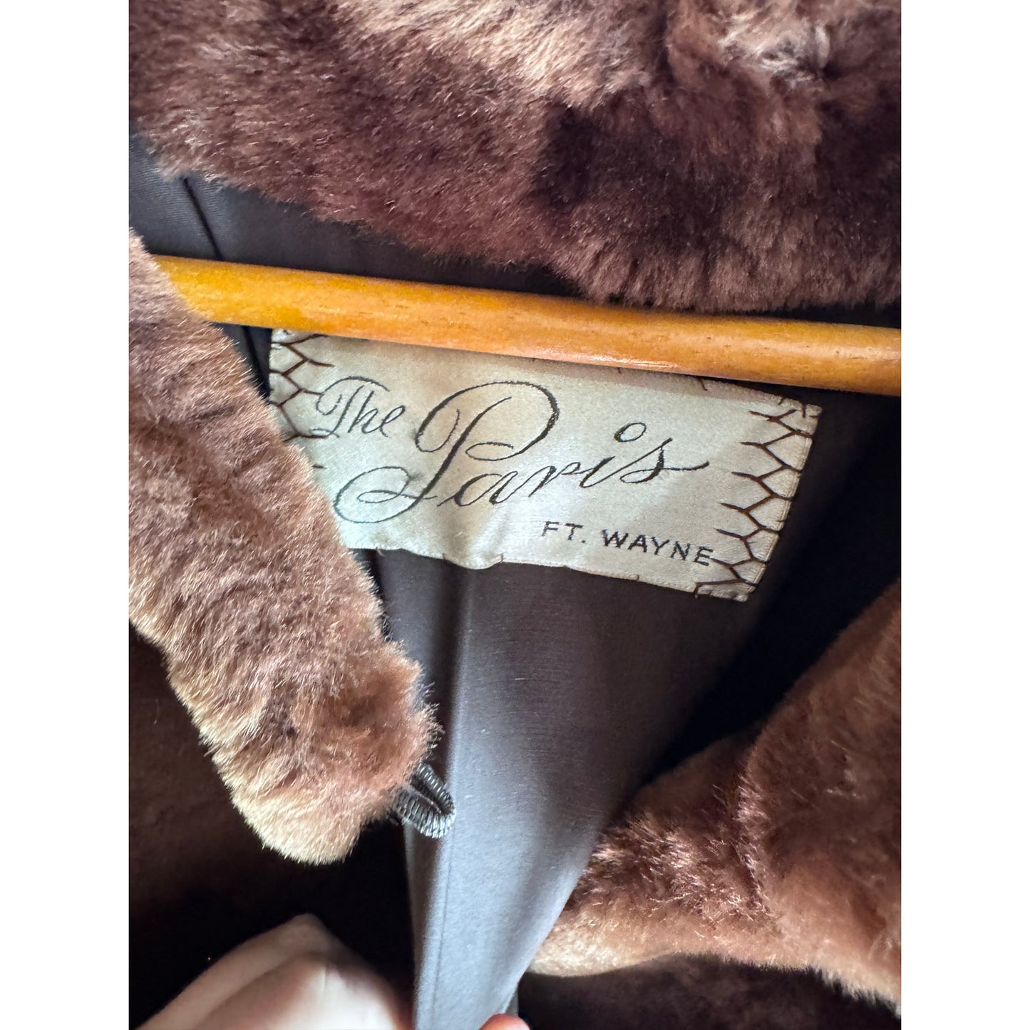 Vtg 40s Rockabilly Structural Balloon Sleeve Chocolate Brown Mouton Fur Coat S/M