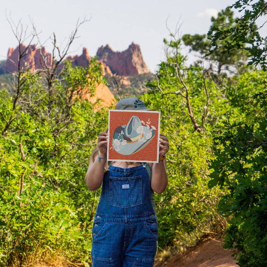 Blue and Red Cowboy Hat Floral Art Print