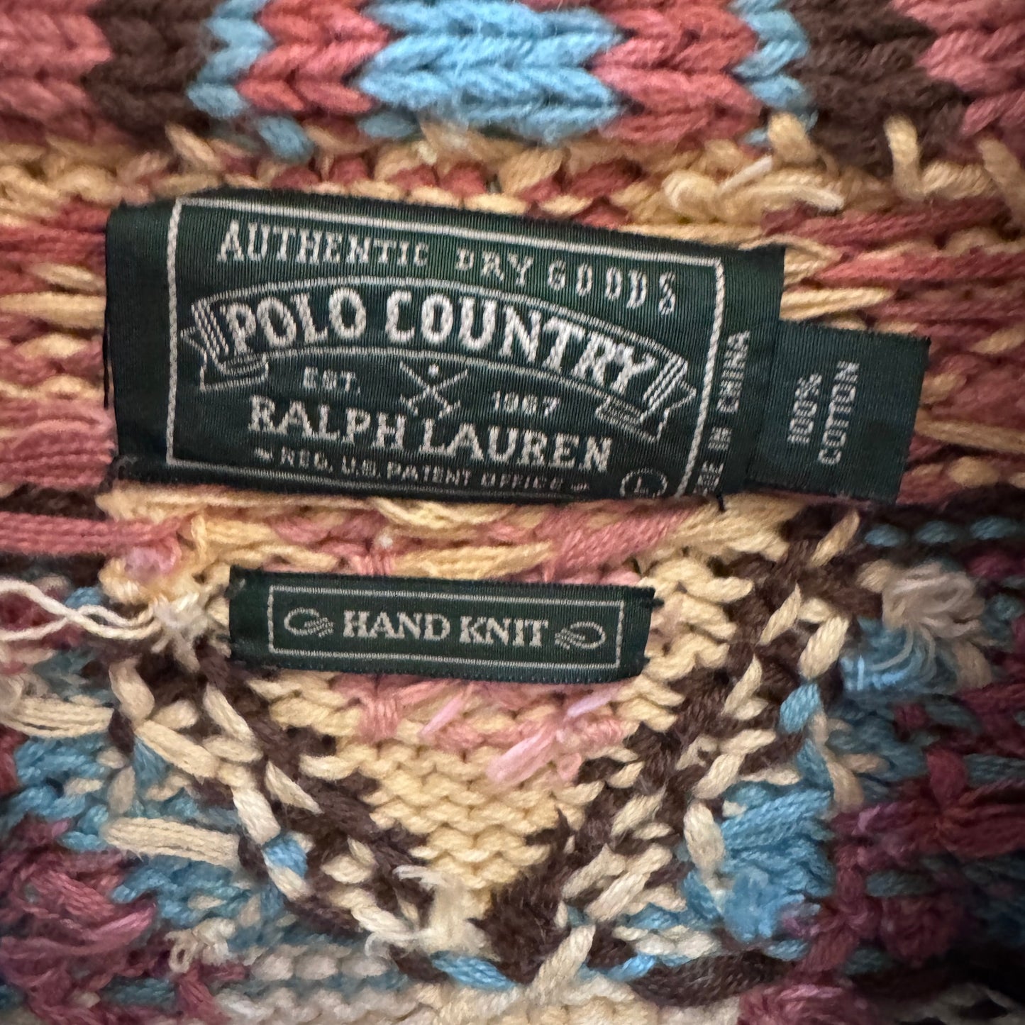 Vintage 90s Ralph Lauren Country Turquoise Southwestern Concho Cardigan Sweater