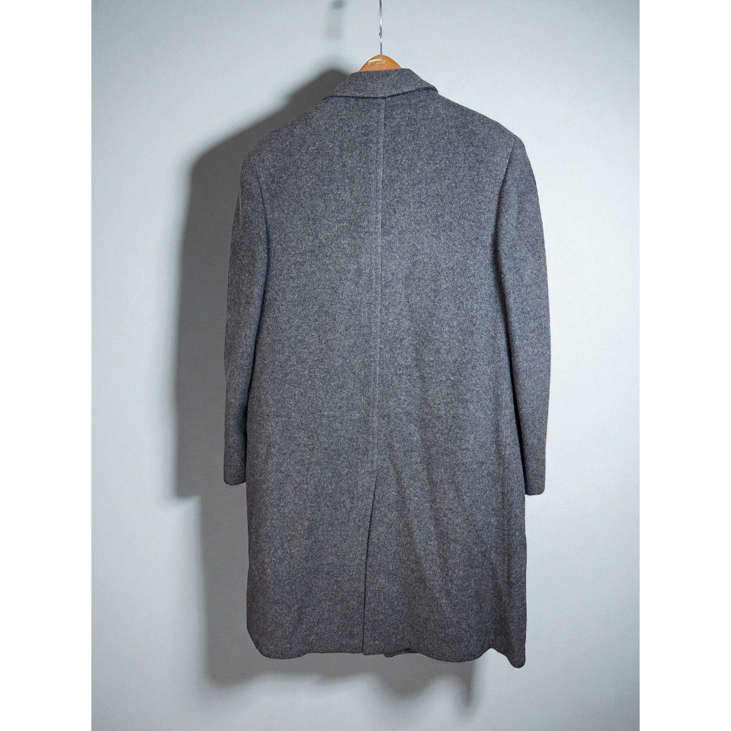 Vintage 1960s ES Levy Wool Coat Gray Overcoat Men's Long Lined Large Galveston