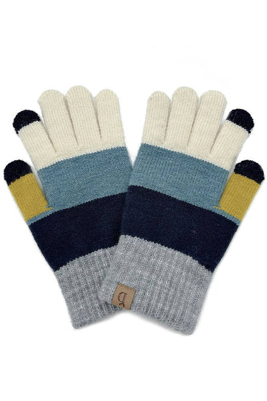 Color Block Knit Touch Gloves