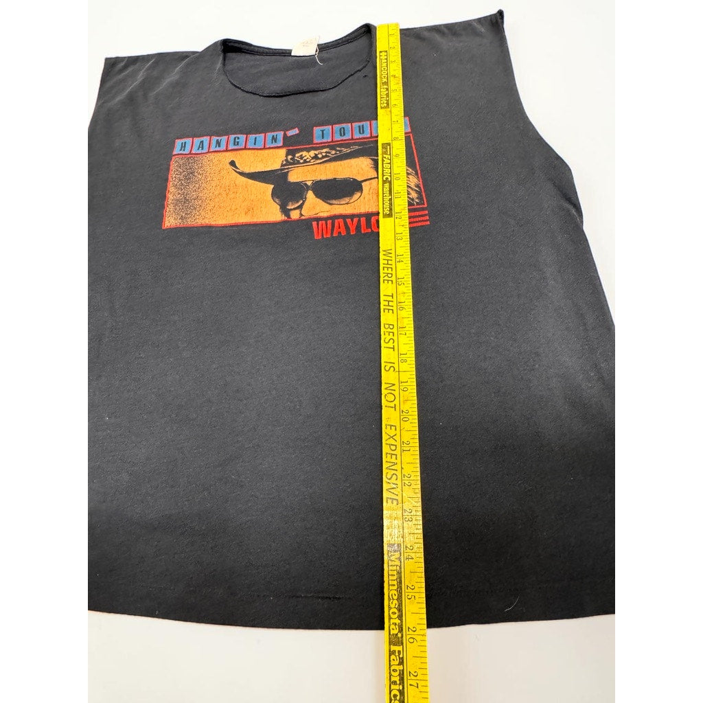 Vintage T-Shirt Waylon Jennings Hangin' Tough Tour 1987 Sleevless Cutoff L