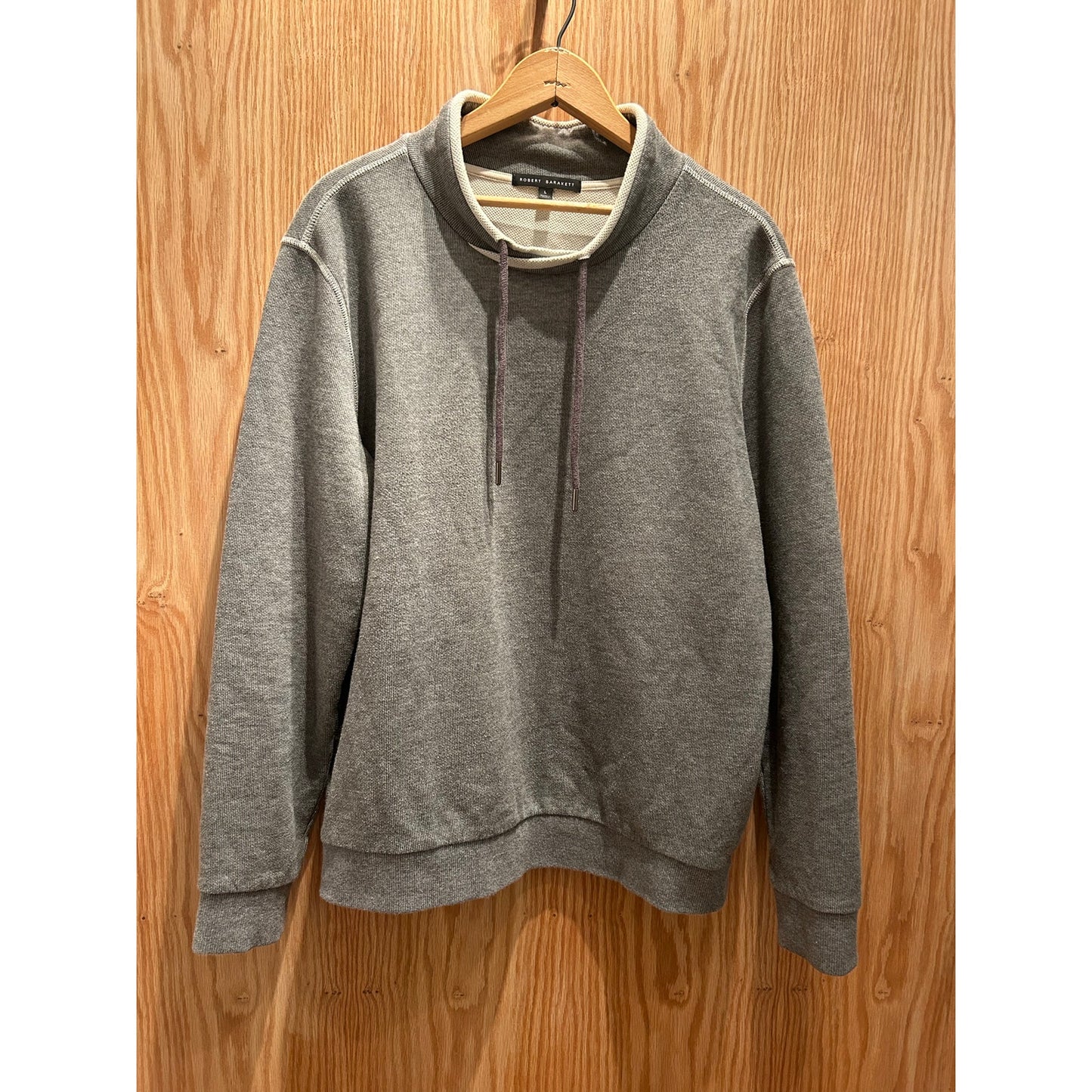 Robert Barakett Sweater Gray Knit Pullover Drawstrings Men's Medium