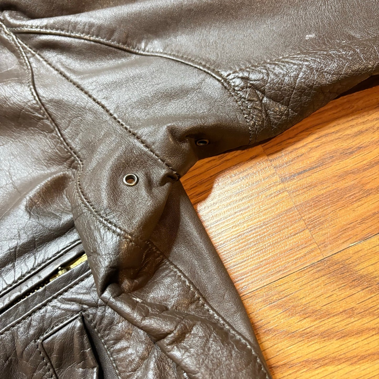Vintage 80s Stratojac Leather Bomber Jacket Brown Made Korea Mens L
