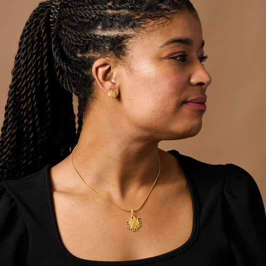 Calida Gold Plate Sun Pendant Necklace - MST GoodsTen Thousand Villages