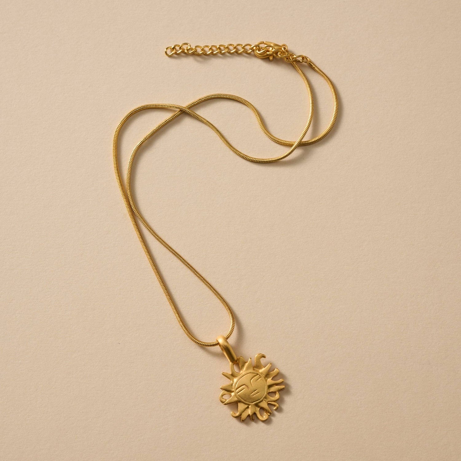 Calida Gold Plate Sun Pendant Necklace - MST GoodsTen Thousand Villages